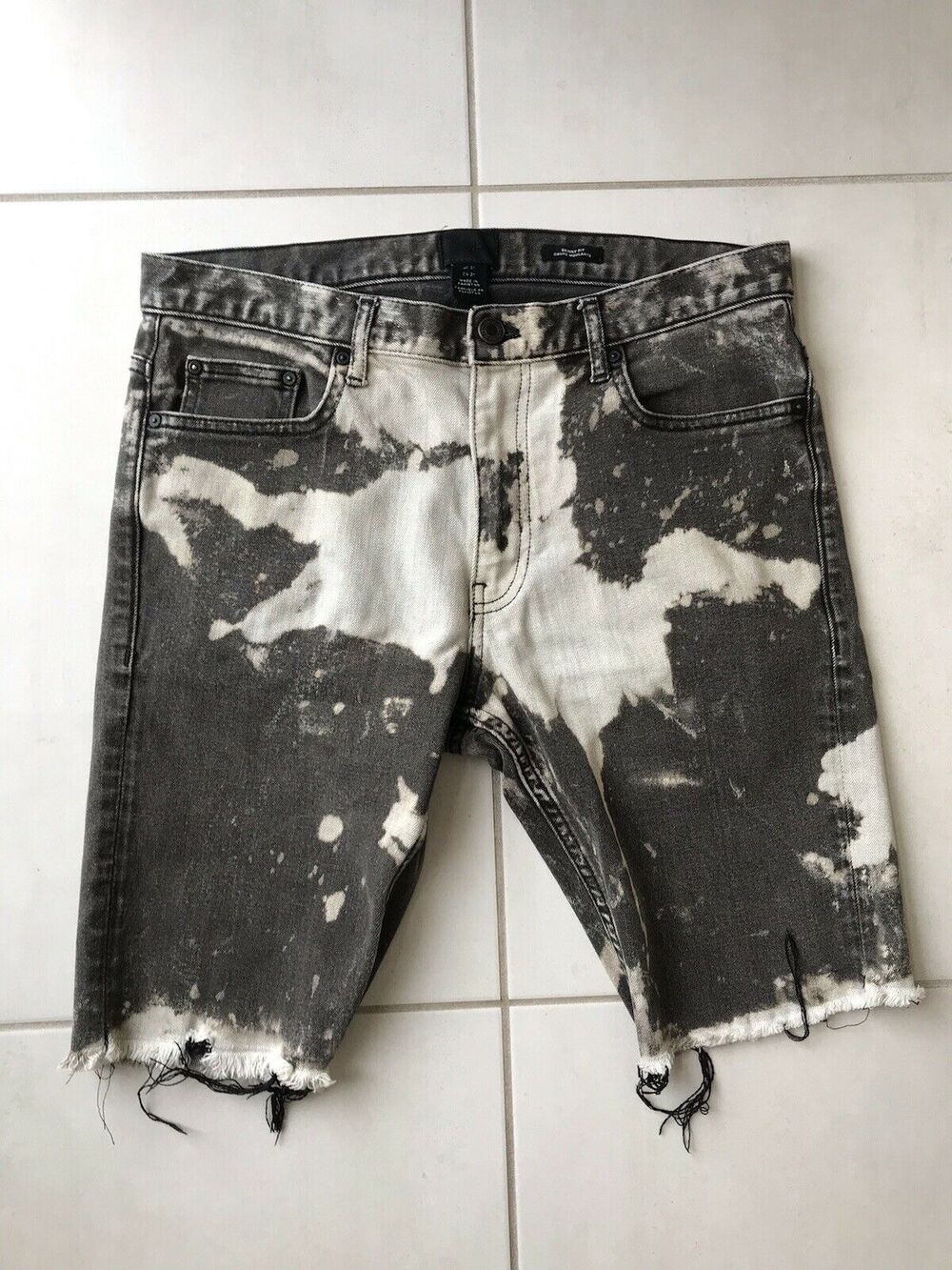 H&M Multicolor Acid Wash Skinny Fit Cut Off Jean Shorts